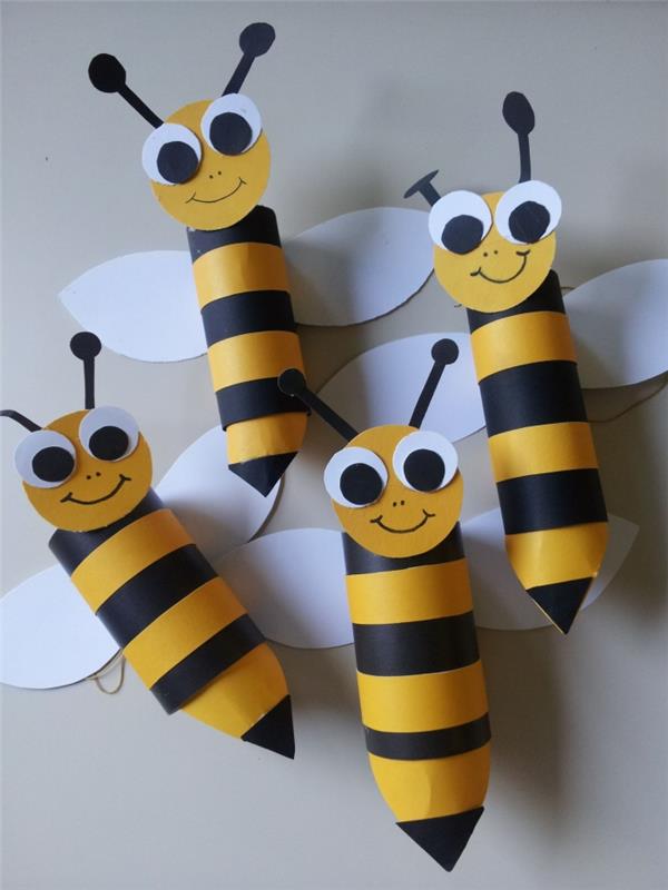 birincil el işi etkinliği, kağıttan kağıttan arıların nasıl yapılacağına dair fikir, küçükler için kendin yap kağıttan kreasyonlar