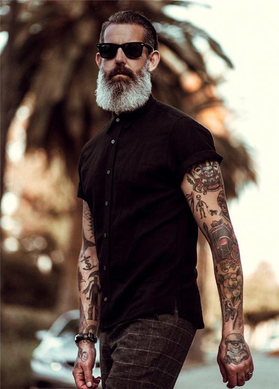 sol in poper človek hipsterska brada odrašča starošolsko tetovažo