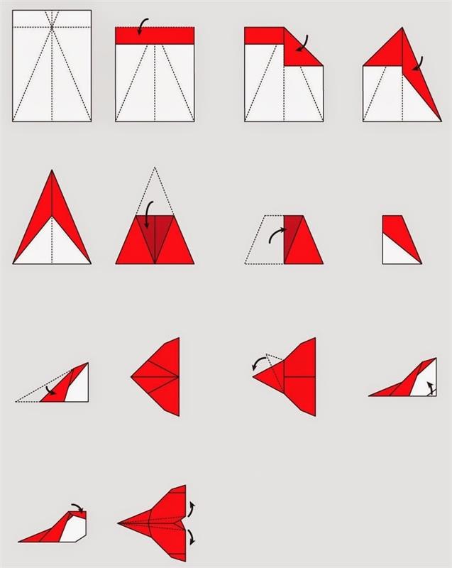 popieriaus lėktuvo sulankstymo schema, kad būtų sukurtas lengvas ir originalus lėktuvo modelis, kuris taip pat skrenda labai gerai