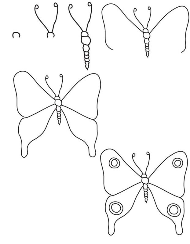 Kaip piešti drugelį, žingsnis po žingsnio instrukcija paprasta drugelio piešimo pamoka