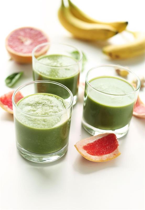 zeleni vitaminski smoothie z grenivko, banano in špinačo, kaj je zeleni smoothie za razstrupljanje
