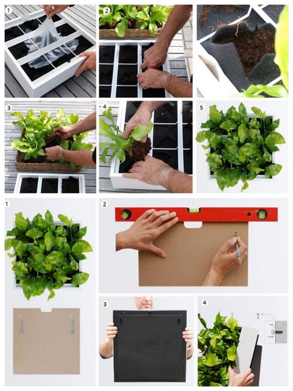 mini plošča po meri izdelana v predelku z žepi iz klobučevine za postavitev rastlin