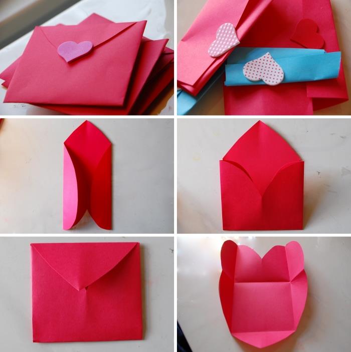 a4 kağıttan zarf yapımı, dekoratif kalpli kırmızı kağıt zarf yapmak için izlenecek adımlar