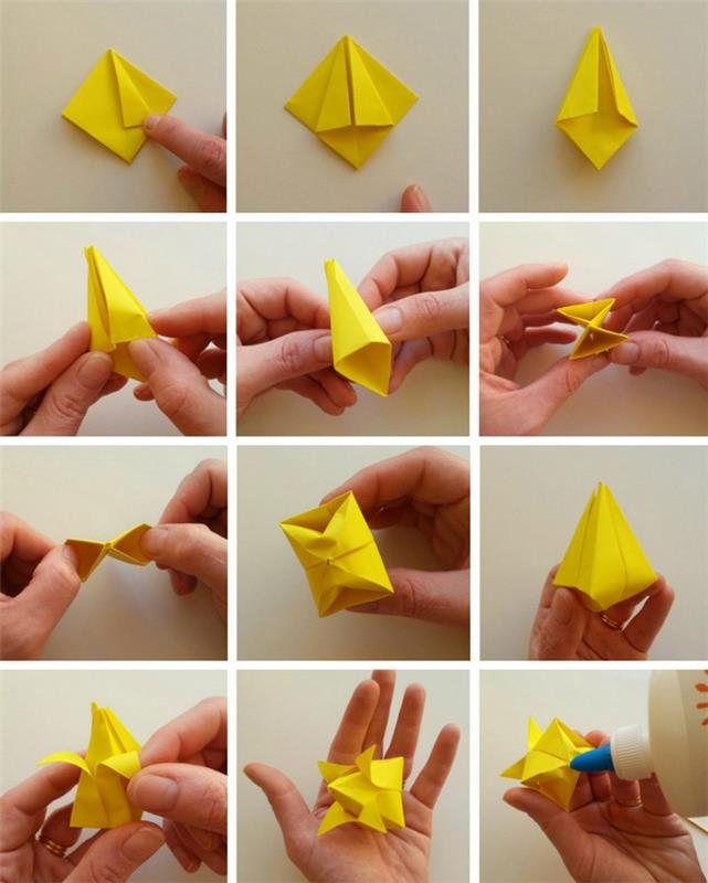 kaip padaryti popierinę gėlę, originali dekoratyvinė idėja su origami gėlėmis
