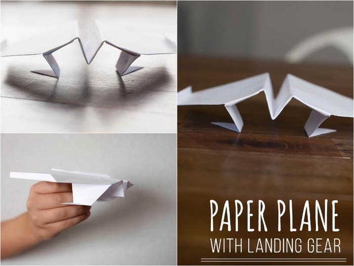originalus origami lėktuvo modelis su vidutinio sunkumo važiuokle
