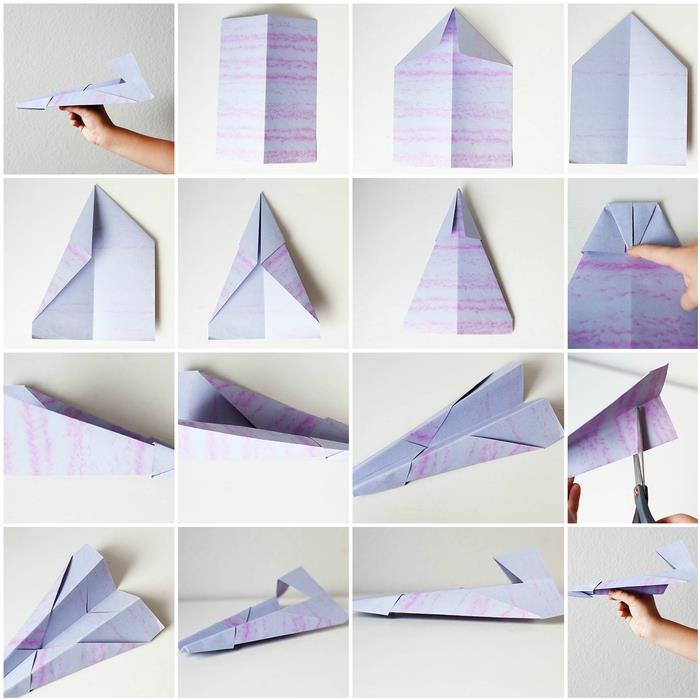 origami lankstymo schema, skirta lengvai sulankstyti labai gerai skrendantį popierinį lėktuvą