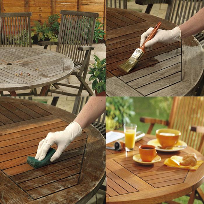 Lakuotas stalas, kaip jį dažyti, sodo stalas kokiais dažais perdažyti medinius baldus, dažyti baldai