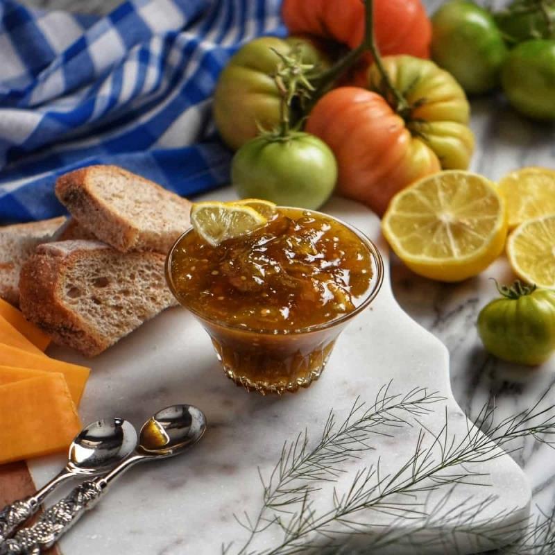 marmelada zeleni paradižnik pomarančne sestavine recept babica limone rezine kruh