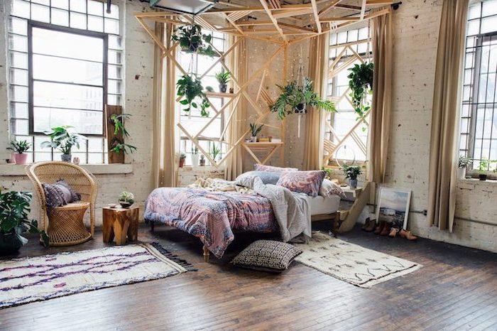 En güzel modern tarz yatak odası ilham deco fotoğraf bohem şık oda ahşap İskandinav tarzı unsurlar