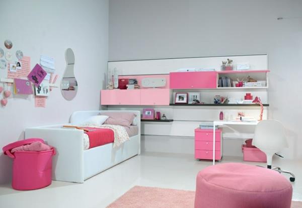 pembe-kızım için harika-fikir-yatak odası-basit-mobilyalarla-dekorasyon