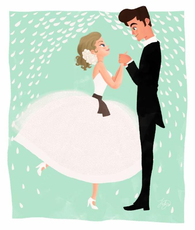 Šauni iliustracija vestuvių masės knygelės įvaizdis santuokos pora graži moteris princesės suknelė