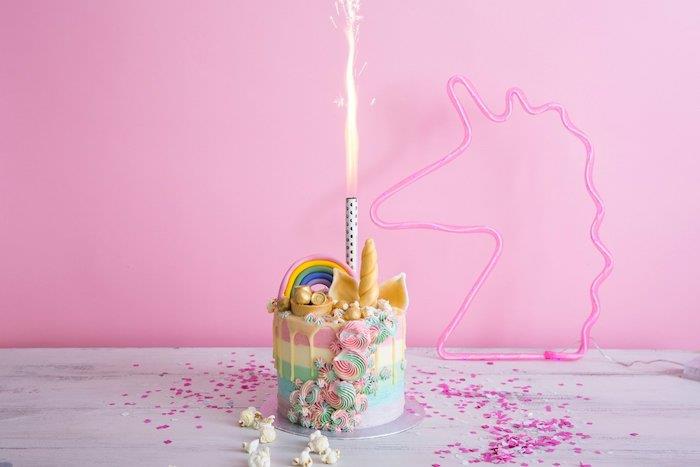Unicorn pasta orijinal fikir bebek duş dekorasyon unicorn pasta pastel renkli krem ​​renkleri gökkuşağı