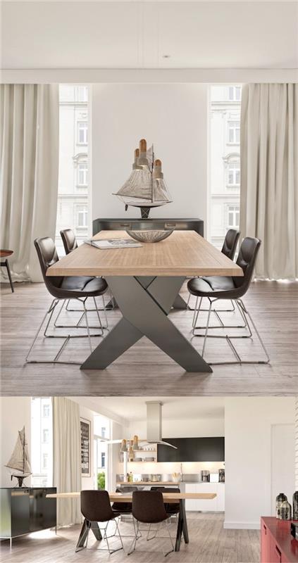 Salon boyama fikirleri modern oturma odası dekorasyon fikirleri iskandinavya yemek masası mutfak veren büyük masa