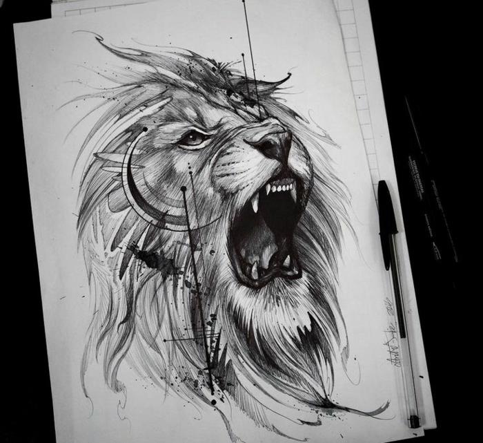 Minyatür aslan çizimi basit aslan kafası dövmesi küçük aslan dövmesi sevimli çizim