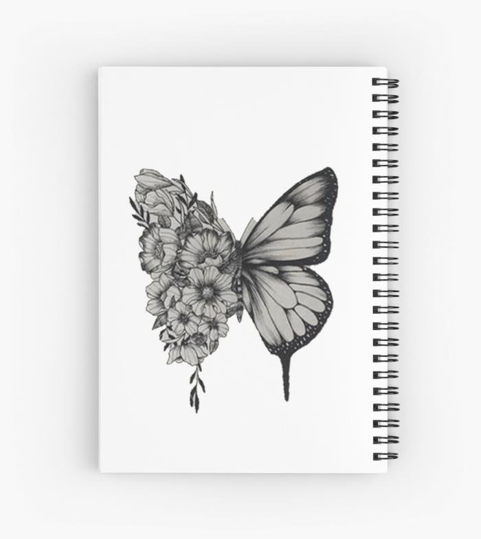 Drugelių tatuiruočių dailininkas, piešiantis gėlių sparną, paprastas piešinys, drugelio piešimo pelėdos idėjos pradedantiesiems