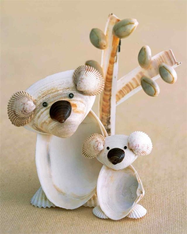 idealna dekoracija morskih školjk-oče-in-sin-medved-družina