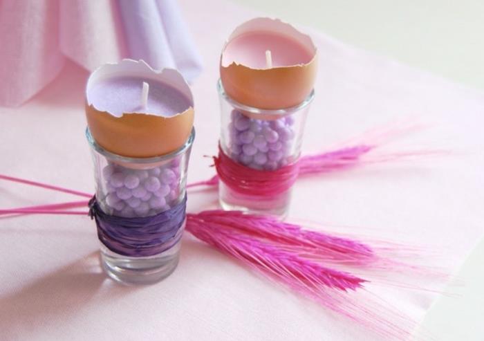 renkli aromatik balmumu ile doldurulmuş yumurta kabuğu, mum nasıl yapılır fikri, mumluk kolayca