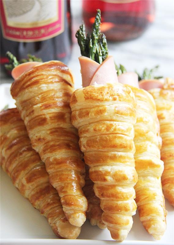 Jambonlu ve kuşkonmazlı aperatif koni, 10 kişilik meze aperatif yemeği için fikir