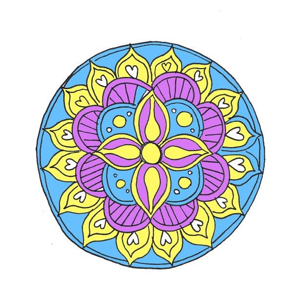 cosa-fare-quanto-si-annioia-lavoretti-creativi-colorare-mandala-colori-giallo-blu-viola-fikir-fai-da-te-tempo-libero