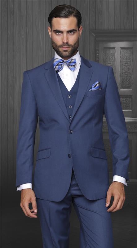 Zara italijanska moška obleka 3 -delna mornarsko modra metuljka