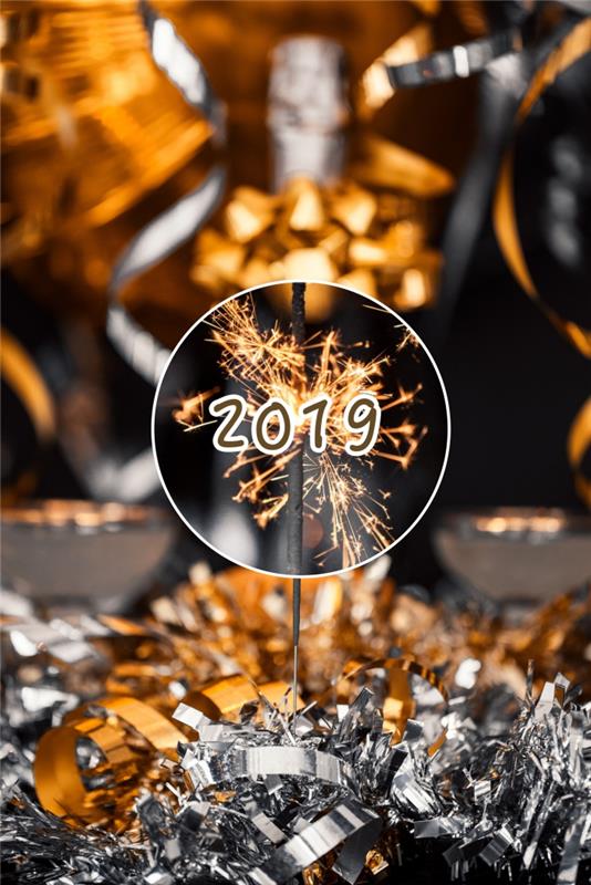 čudovita slavnostna fotografija s steklenico šampanjca in zabavami za leto 2019, novoletna ideja za ozadje iPhone