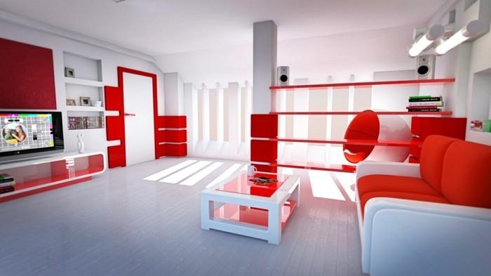 spalnica rdeče-bele-deco-spalnice za odrasle z opeko