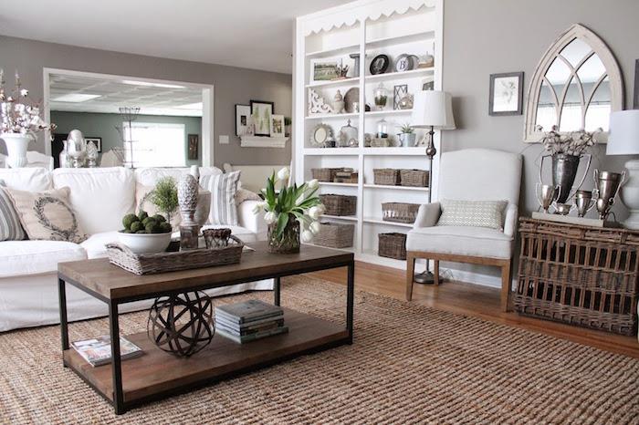 taupe ve beyaz oturma odası dekor fikirleri basit renk kombinasyonu