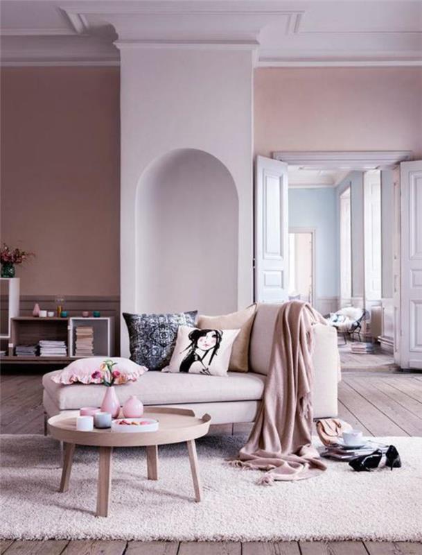 renk-toz-pembe-oturma odası-pastel-pembe-iskandinav-sehpa
