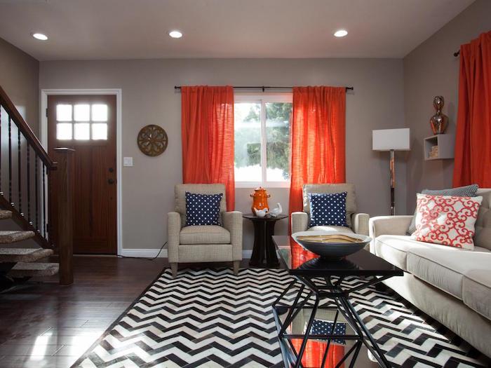 oturma odası ev için açık gri ve turuncu taupe rengi