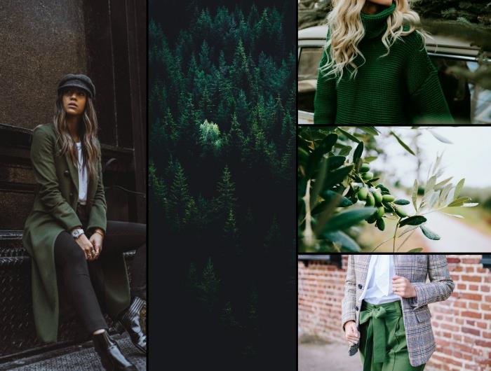 odtenki zelene v jesensko zimski modi 2020, temno zelena ženska oblačila za zimo 2019