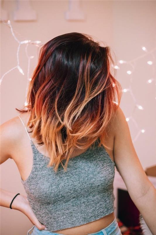 kısa saçta bir balayage fikri, kravatı benimseyin ve kısa saçları boyayın