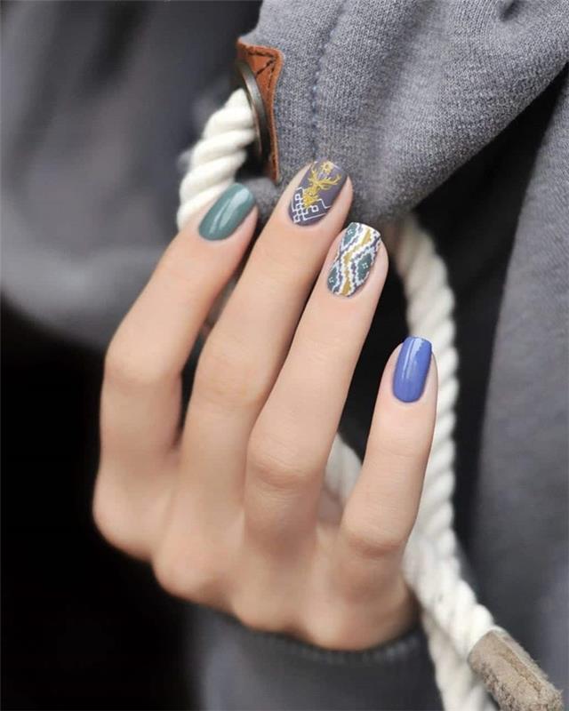 spalvos lakas žiemos mėlynas atspalvis dekoravimas nagų dailės geometriniai raštai dizainas ant nagų sumaišomas ir suderinamas