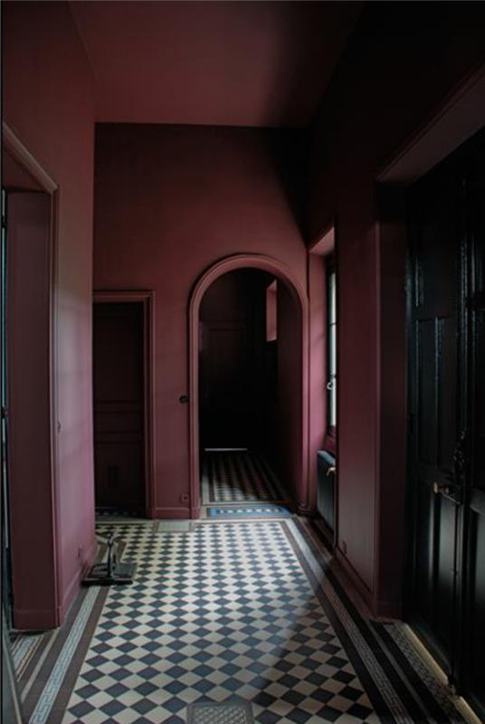 hodnik-s-slivo-obarvan-stene-tla-v-beli-črni-ploščice-obarvan-stene-vijolično-hodnik