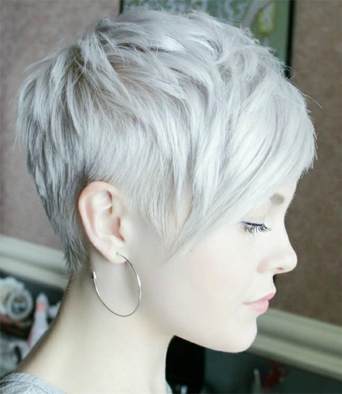 odbitki za ženske kratki blond sivi odbitki trend asimetričnih šiška