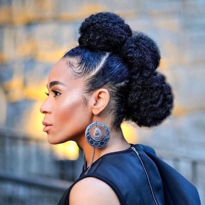 Originalna updo ženska frizura afro pričeska afro lepa ženska