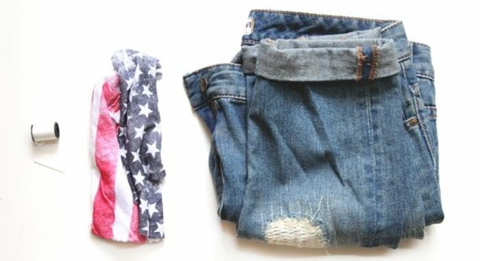 kratke hlače v ameriški zastavi, enostavne za nanašanje