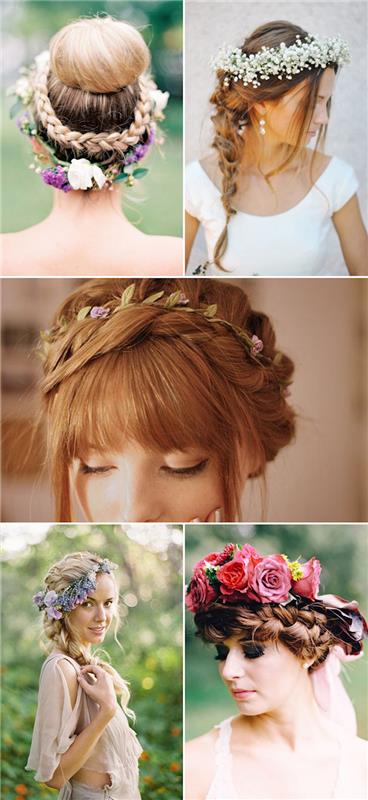 Düğün konuğu veya gelin saç modeli aksesuarı için çiçekler, basit düğün saç modeli bohem aksesuarları