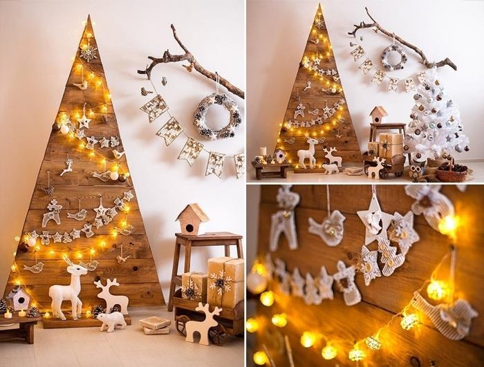 beyaz ve gri Noel çelengi İskandinav tarzı Noel dekorasyonu için ahşap ışık çelengi