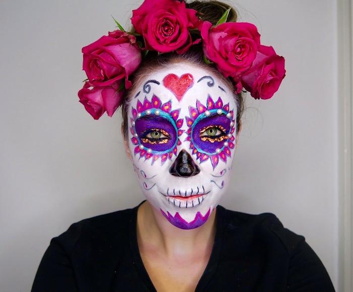 spalvingos meksikietiškos skeleto makiažo spalvos kaukolės diena Meksika