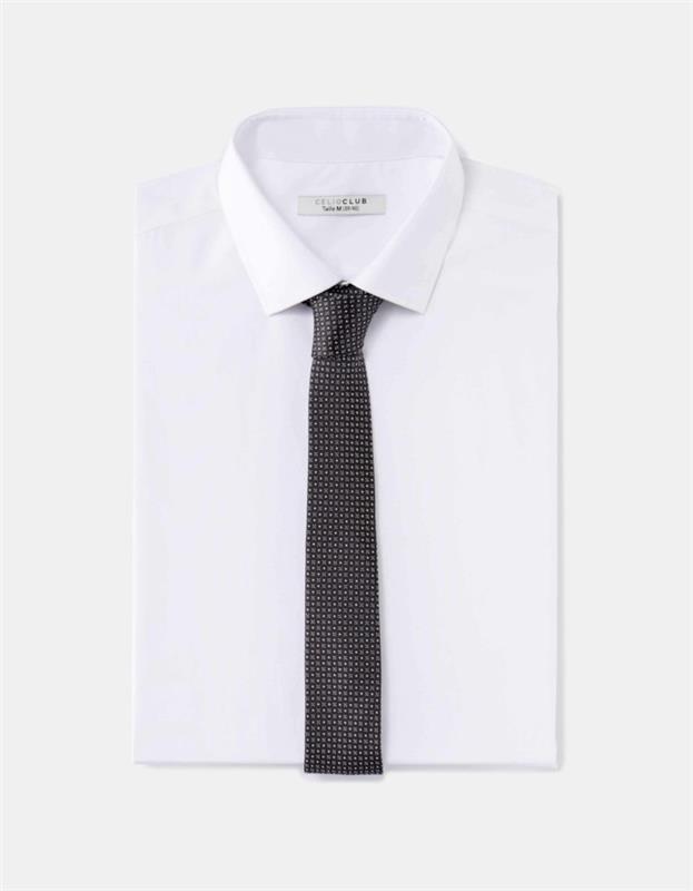 kravata-za-moški-pikice-bela majica