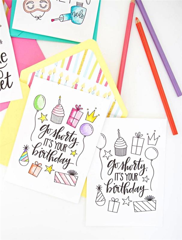 predloge za rojstnodnevne voščilnice za tiskanje in barvanje, lepe rojstnodnevne voščilnice z gurmanskimi in dekliškimi vzorci