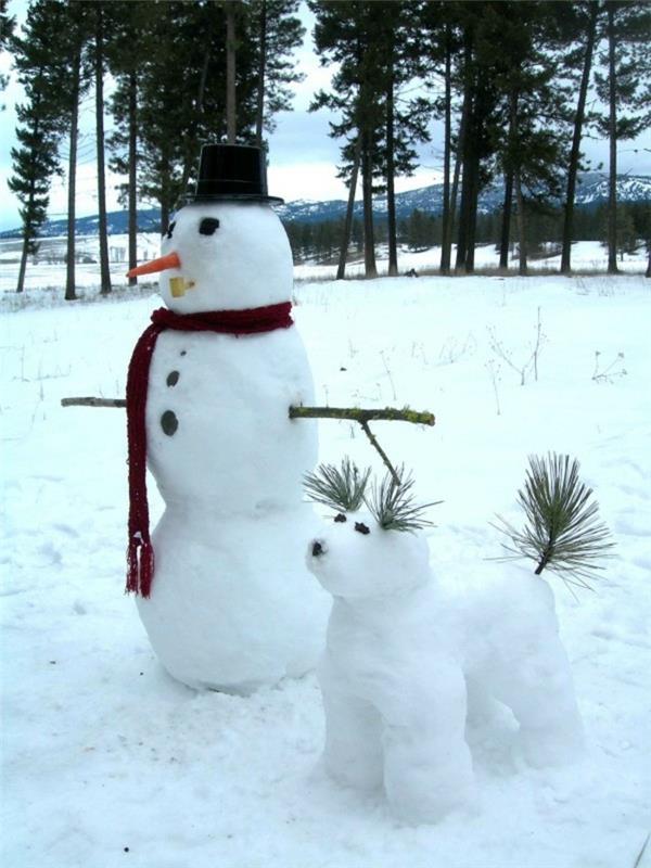 padaryti-sniego senį-padaryti-sniego senį-žmogų ir jo šunį