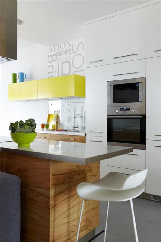 balta ir medinė virtuvė-šiuolaikinė virtuvė-dekoras-mediena ir balta