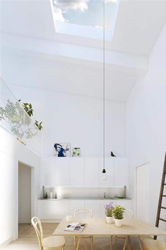 bela-kuhinja-kuhinja-pohištvo-iz-svetlega lesa-steklo-strop-bele stene