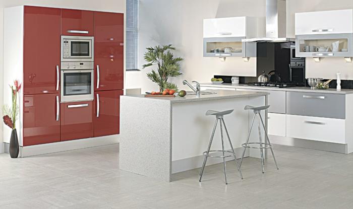 modernus virtuvės modelis, pilka virtuvė, virtuvės išdėstymas