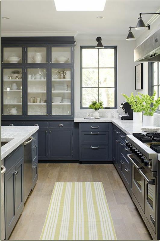 pilka virtuvė-modelis-de-virtuvė-grindys-maža virtuvė-ikea-pilka-virtuvė-antracito-pilka-liustra-žalia-augalai
