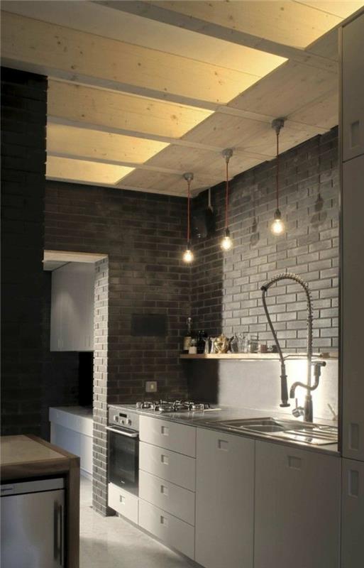 pilka virtuvė-maža virtuvė-ikea-virtuvė-baras-baltos plytelės-grindys