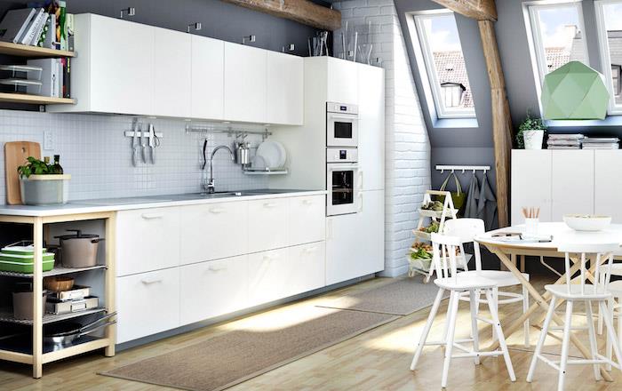 beyaz mobilyalı bir mutfağın duvarları için ne renk, antrasit gri mutfak duvarı