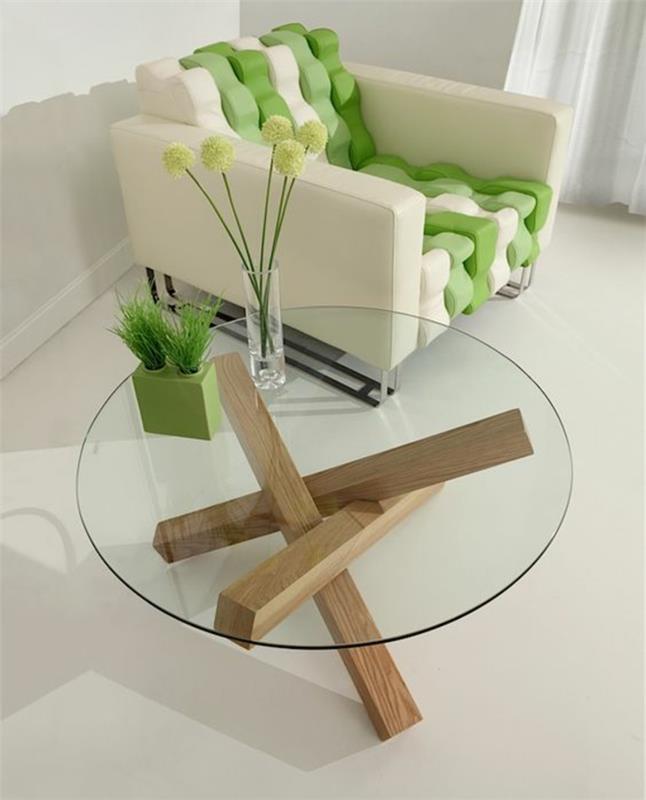 kako prebarvati leseno omarico, okroglo mizo s stekleno ploščo, stekleno vazo, podlago, sestavljeno iz treh nosilcev svetlega lesa