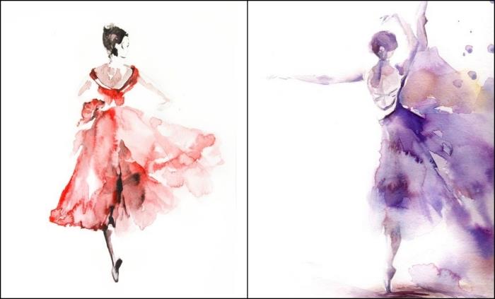 lahka in izvirna slika, ilustracija akvarelne balerine